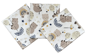 Набір з 3-ох теплих дитячих фланелевих (байових) пелюшок для новонароджених 90 х 80 см BST мишки бежеві