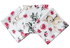 Набір з 3-ох теплих дитячих фланелевих (байових) пелюшок для новонароджених 90 х 80 см BST квіти і оленятка