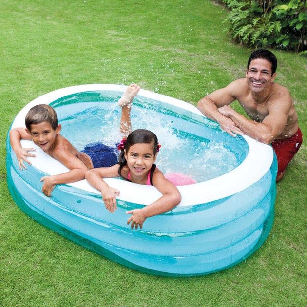 Дитячий надувний басейн Intex 57482 «Китеня» 163х107х46 см, 230л (синій)