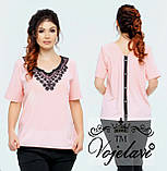 Красива літня ніжна блузка великих розмірів із мереживними вставками (р.48-50). Арт-2120/42, фото 2