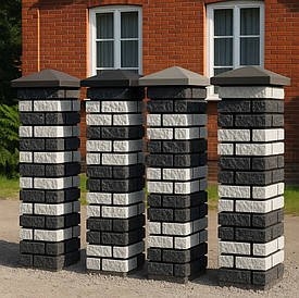 Цегла облицювальна для стовпів паркану LAND BRICK чорна та біла
