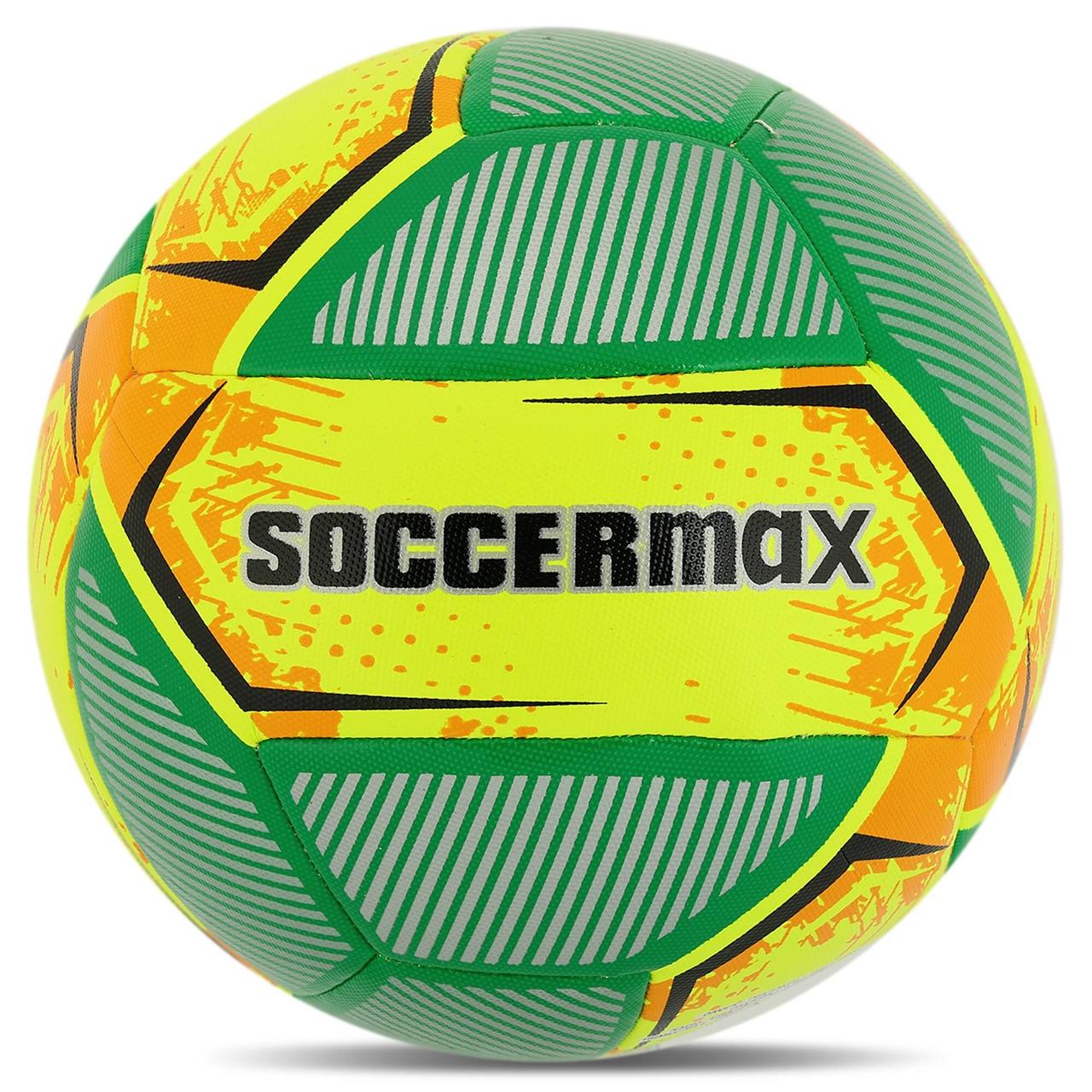 М'яч футбольний SOCCERMAX FB-4120 (PU) розмір 5 всепогодний жовтий-зелений