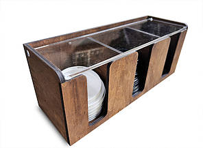 Органайзер для кришечок на 3 відсіки з прозорою кришкою (32х11х12 см) колір горіх, фото 3