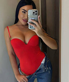 Боді жіночий трендовий з мікродайвинга з чашками з пуш-апом (Норма)