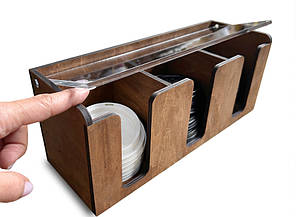 Органайзер для кришечок на 3 відсіки з прозорою кришкою (32х11х12 см) колір горіх, фото 2