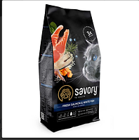 Сухий корм Savory Adult Cat Gourmand Fresh Salmon&White Fish для довгошерстих кішок зі свіжим лососем 2 кг