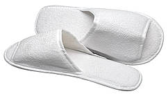 Готельні та спа-тапочки з махрової тканини, відкриті, білий колір, EVA-підошва, довжина 29 см.