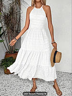 Сарафан білий максі для пляжу, тканина жатка М/44-46 р