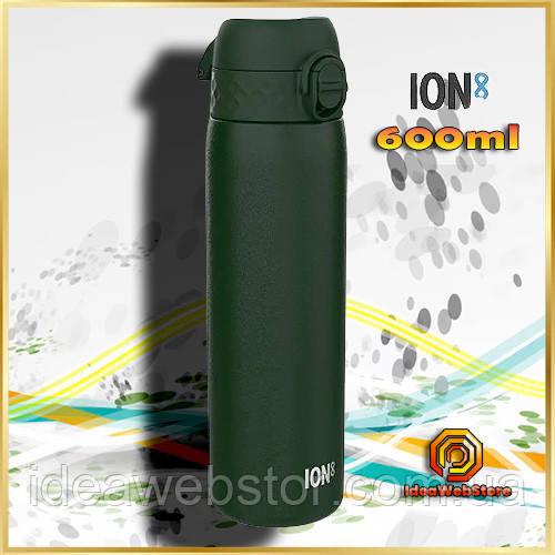 Спортивна пляшка для води металева Спорт пляшка Пляшка для тренувань ION8 600 мл Зелена