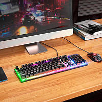 Комплект клавіатура та миша з підсвіткою Hoco, Кольорова клавіатура для комп'ютера, комплект клавіатура мишка, BSP