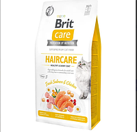 Сухий корм Brit Care Cat GF Haircare Healthy&Shiny Coat для кішок догляд за шкірою та вовною лосось і курка 7 кг