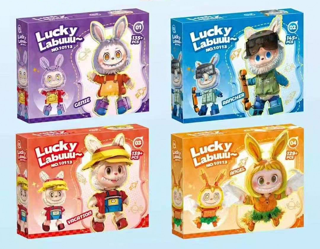 Конструктор Лабубу 4 в 1 Набір конструкторів Lucky Labubu (NO.10113) Колекція Rancher, Genie, Vacation, Angel, фото 1
