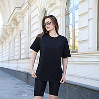 Женская футболка черная простая однотонная удобная дышащая качественная