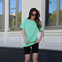 Женская футболка мятная простая однотонная удобная дышащая качественная