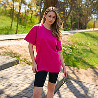 Женская футболка розовая без принтов базовая мягкая дышащая эластичная