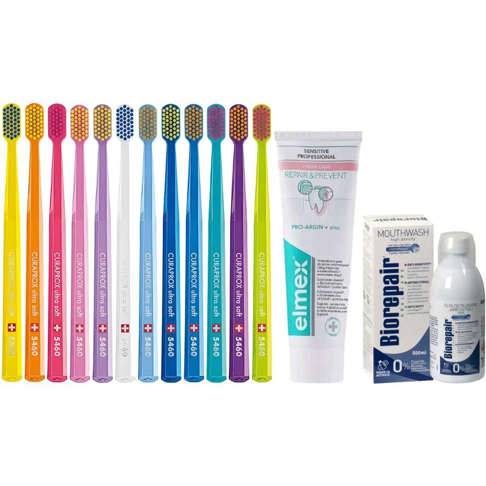 Зубна щітка Curaprox CS 5460 + зубна паста ELMEX Sensitive Professional Repair&Prevent + ополіскувач BIOREPAIR для емалі