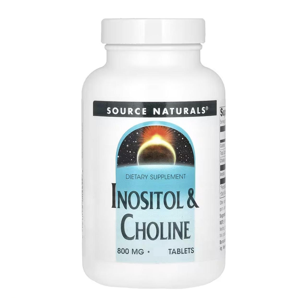 Інозитол і холін Source Naturals Inositol & Choline, 800 мг, 50 таблеток, фото 1
