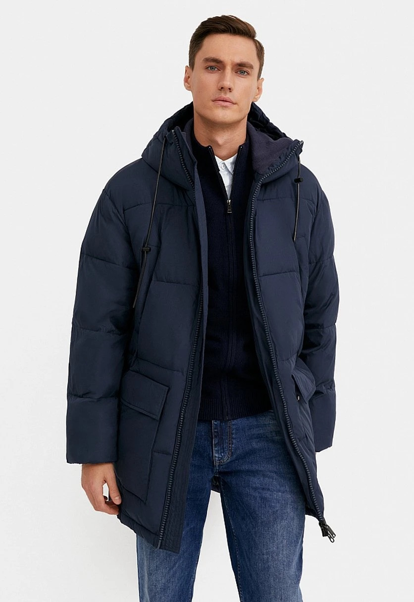 Зимова чоловіча парка Finn Flare W20-42007-101 Down Fill темно-синя S, фото 1