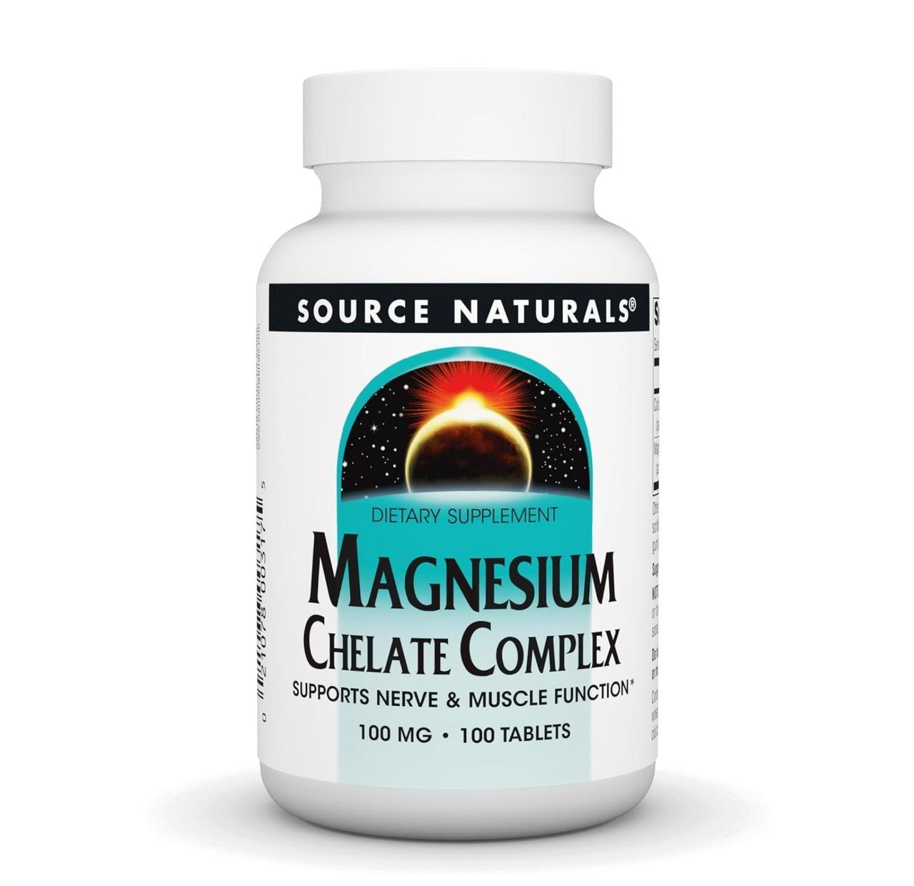 Комплекс магнію хелату Source Naturals Magnesium Chelate Complex, 100 мг, 100 таблеток, фото 1
