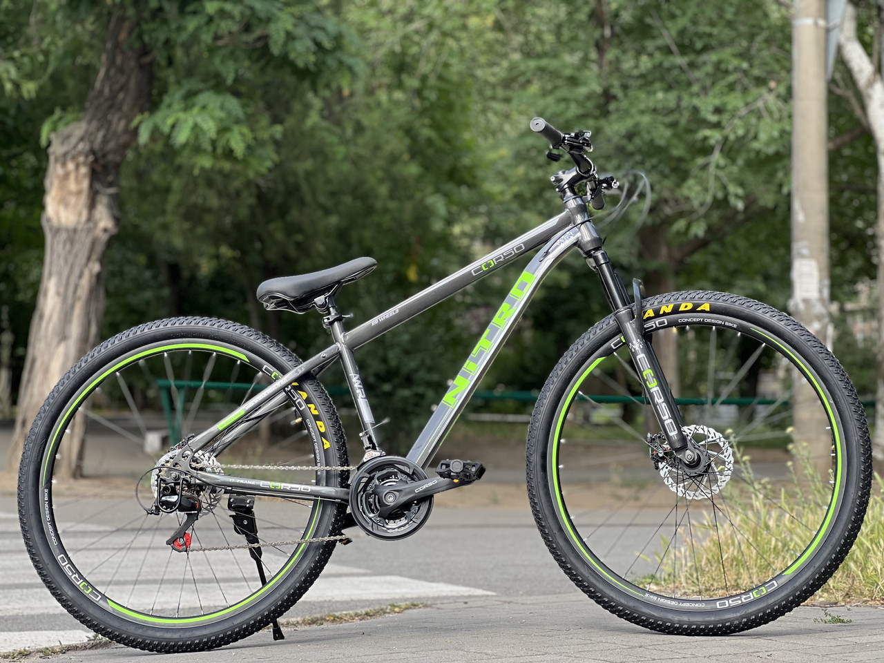 Велосипед гірський спортивний 29 Corso Nitro NT-29816 чорно-зелений на зріст 156-170 см