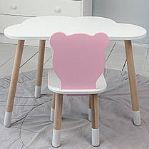 Дитячи білий стіл хмарка і стільчик ведмедик дитячий рожевий. Дитячий столик білосніжний., фото 2