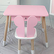 Дитячий столик і стільчик рожевий. Столик із шухлядою для олівців і розмальовок, фото 3