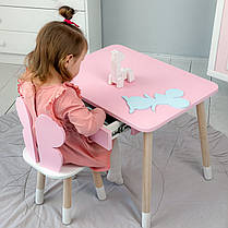 Дитячий столик і стільчик рожевий. Столик із шухлядою для олівців і розмальовок, фото 4