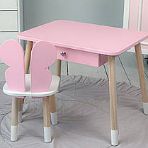 Дитячий столик і стільчик рожевий. Столик із шухлядою для олівців і розмальовок, фото 5