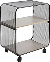 Етажерка на колесах Eco Fabric EF-4327-2, 2-ярусна металева з дерев'яними полицями 43.5 х 27.5 х 53 см