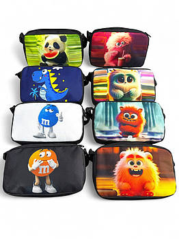 Дитяча сумочка 11*19,5 см з довгим ремінцем принт у різних варіантах Kay