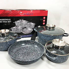 Набір каструль для будинку UNIQUE UN-5521 7 шт, Набір каструль для електроплити, Якісна XI-563 посуд каструлі