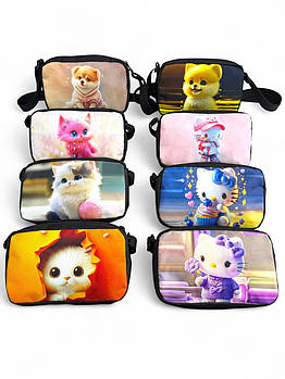 Дитяча сумочка 11*19,5 см з довгим ремінцем принт у різних варіантах Kay