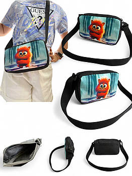 Дитяча сумочка 11*19,5 см з довгим ремінцем принт у різних варіантах Kay