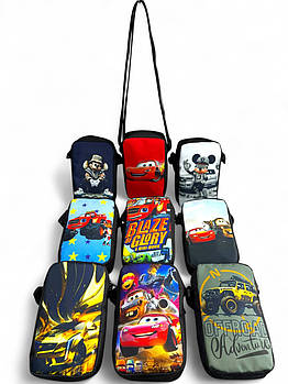 Дитяча сумочка 19,5*11 см на блискавці з довгим ремінцем принт у різних варіантах Kay