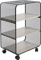 Етажерка на колесах Eco Fabric EF-4327-3, 3-ярусна металева з дерев'яними полицями 43.5 х 27.5 х 64.5