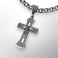 КОМПЛЕКТ: СРІБНИЙ ЛАНЦЮЖОК З ХРЕСТИКОМ, БІСМАРК 925, чорніння, 17.5 г + 4.05 г, 55 см