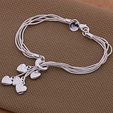 Жіночий багатошаровий браслет із серцями Hearts стерл. ср. проба тіффані tiffany, фото 5