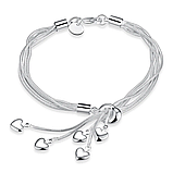 Жіночий багатошаровий браслет із серцями Hearts стерл. ср. проба тіффані tiffany, фото 7