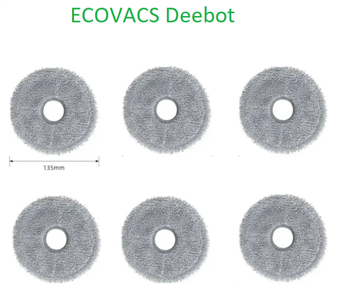 Серветка ганчірки для робота-пилососа Ecovacs Deebot T10 turbo X1 ( DEX11 ) T20 ( DLX23 ) T30 ( DDX14 ) X2 6 шт, фото 1