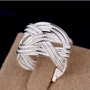 Жіноче широке кільце плетене стерл. ср. проба tiffany, фото 1