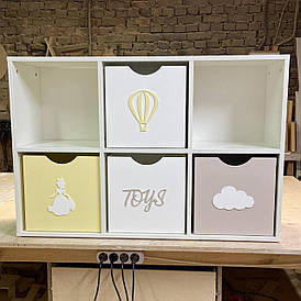 Стелаж для іграшок у дитячу кімнату із 6 відділеннями 4 ящиками для організації простору