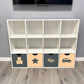 Стелаж для іграшок і книг на 12 комірок білий органайзер для дитячої кімнати для зберігання іграшок і книг