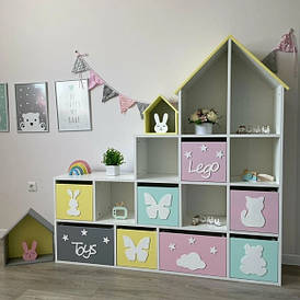 Стелаж для іграшок Замок різнобарвний із шухлядами для зберігання в дитячу кімнату