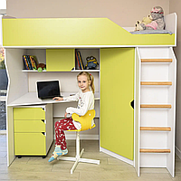 Кровать детская с письменным столом и шкафом для мальчиков и девочек функциональная и стильная