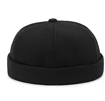 Кепка докер Korni бейсболка без козирка для жінок для чоловіків бавовна чорна розмір 56-60