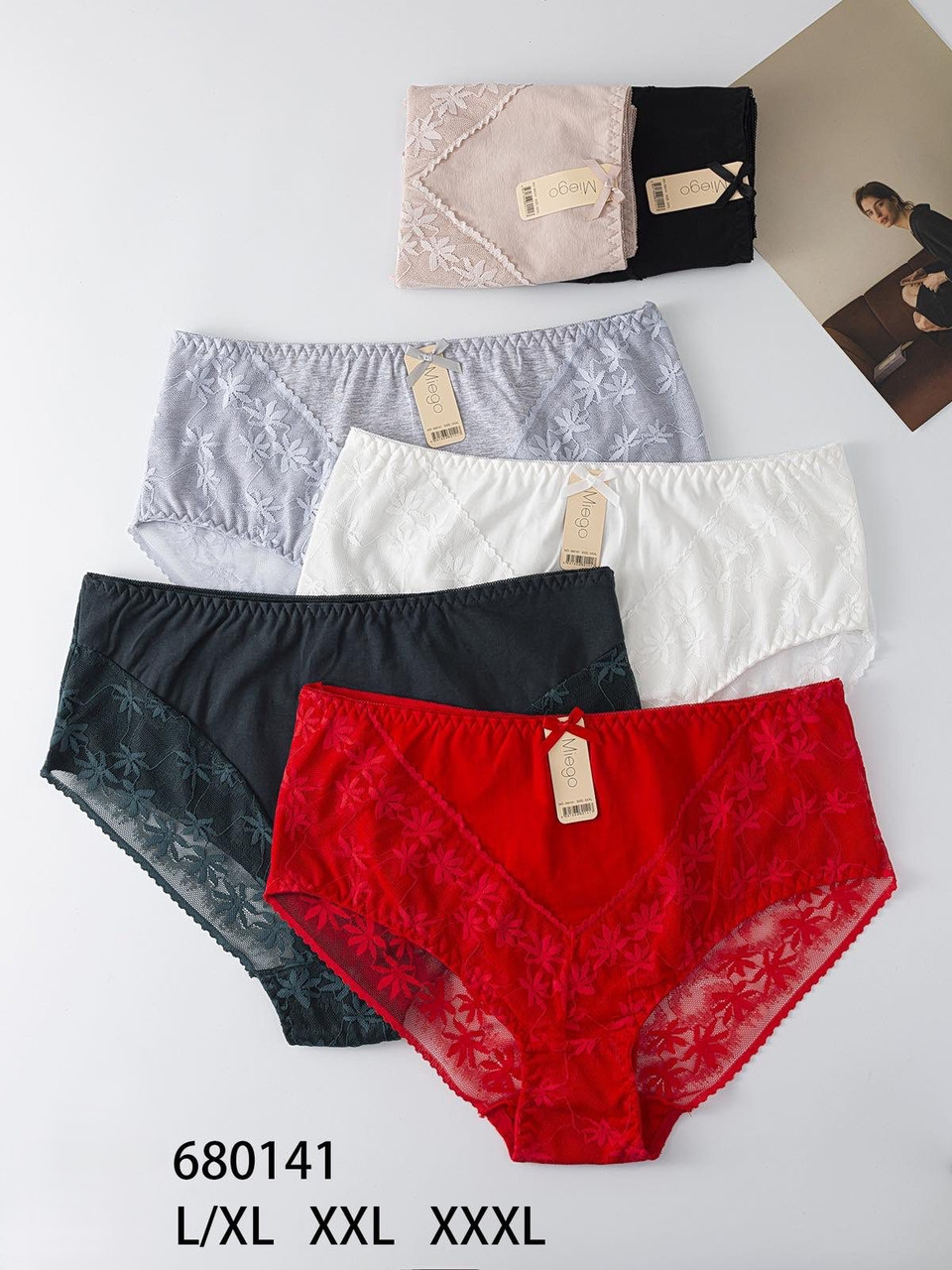 Жіночі труси мікрофібра з мереживом 46-56р 6 кольорів, фото 1
