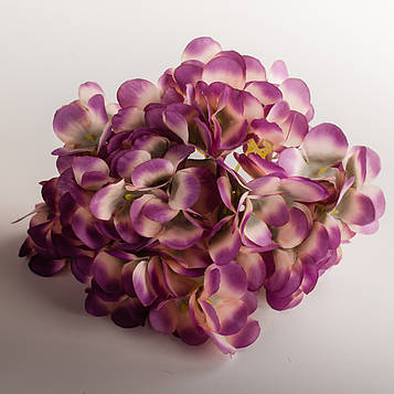 Голівка штучна гортензії кремово-бузкова 20 шт. Головка штучна гортензії діаметр 21 см, Штучна гортензії