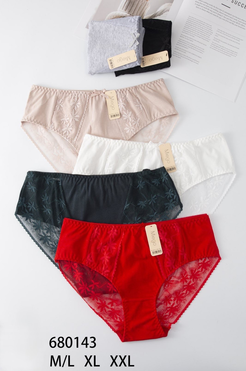 Жіночі труси мікрофібра з мереживом 44-54р 6 кольорів, фото 1