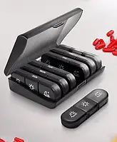 Таблетниця органайзер для таблеток та вітамінів на 7 днів ранок-день-вечір 3 рази на день 21 секція чорний