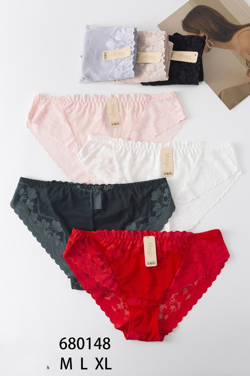 Жіночі труси мікрофібра з мереживом 44-48р 7 кольорів, фото 1